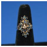 14K gold Sapphire & diamond ring