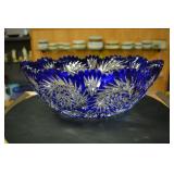 Cobalt cut to crystal bowl