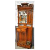 Fancy oak aesthetic movement hall tree