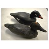 Carved wood duck decoys