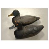Carved wood duck decoys