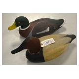 Carved wood duck decoys