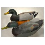 Carved wood duck decoys