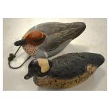 Carved wood duck decoys