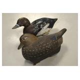 Carved wood duck decoys