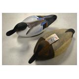 Carved wood duck decoys
