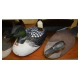Carved wood duck decoys