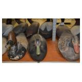 Carved wood duck decoys
