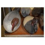 Carved wood duck decoys