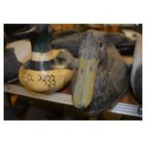 Carved wood duck decoys