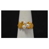 14K gold seed pearl ring