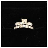 14K white gold diamond wedding set