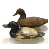 Carved wood duck decoys