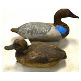 Carved wood duck decoys