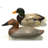 Carved wood duck decoys