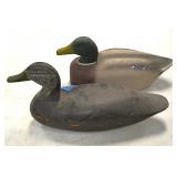 Carved wood duck decoys