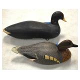 Carved wood duck decoys
