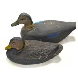 Carved wood duck decoys