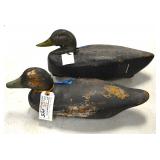 Carved wood duck decoys