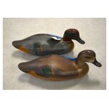 Carved wood duck decoys