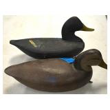 Carved wood duck decoys