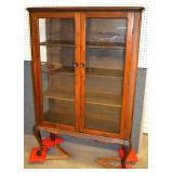 Walnut 1930s glass china cabinet