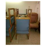 Pair of blue wood/cushioned chairs
