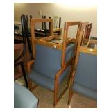 Pair of blue wood/cushioned chairs