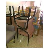 Pair of upholstered chairs. Red in color