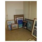Group of 9 framed wall art