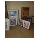 Group of 4 framed beach pictures