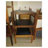 3 Square wood side tables with black center.
