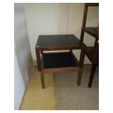 2 Square wood side tables with black center.  Some