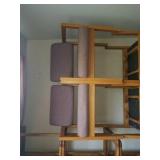 Pair of nice cushion/wood chairs. Salmon in color