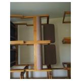 Pair of nice cushion/wood chairs. Salmon colored