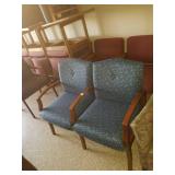 Blue 2 seater cushioned bench. In great condition