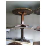 2 wood tables  round measures approximately