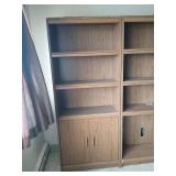 3 shelf, 2 door wood cabinets approximately