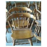 Square table and 4 heavy, sturdy, wood chairs.