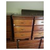 3 drawer wood side table. Approx size 1ftx 10in x