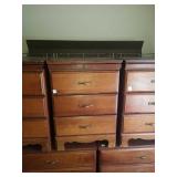 3 drawer wood side table. Approx size 1ftx 10in x