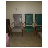 Pair of green and tan high back upholstered