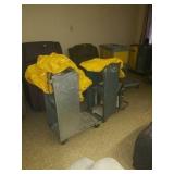 Group of 2 metal cleaning carts with bonus pull