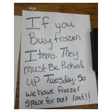 Terms for bidding on food/frozen items