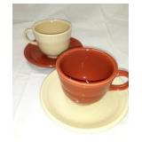 Fiesta 2 Coffee Cups and Saucers Cream &