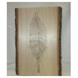 Leaf String Art on Slice of Live Edge Wood 13"x9"