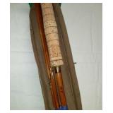 Wood Fishing Rod with Case & Cloth Cover
