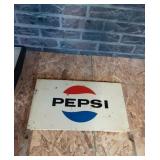 Pepsi Vintage Metal Sign with Hanging Brackets