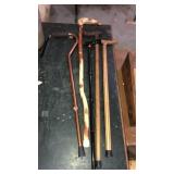 Cane lot. 3 hand carved wood, 2 metal