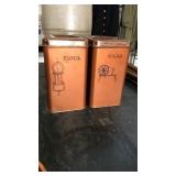 2 vintage metal tins for flour & sugar